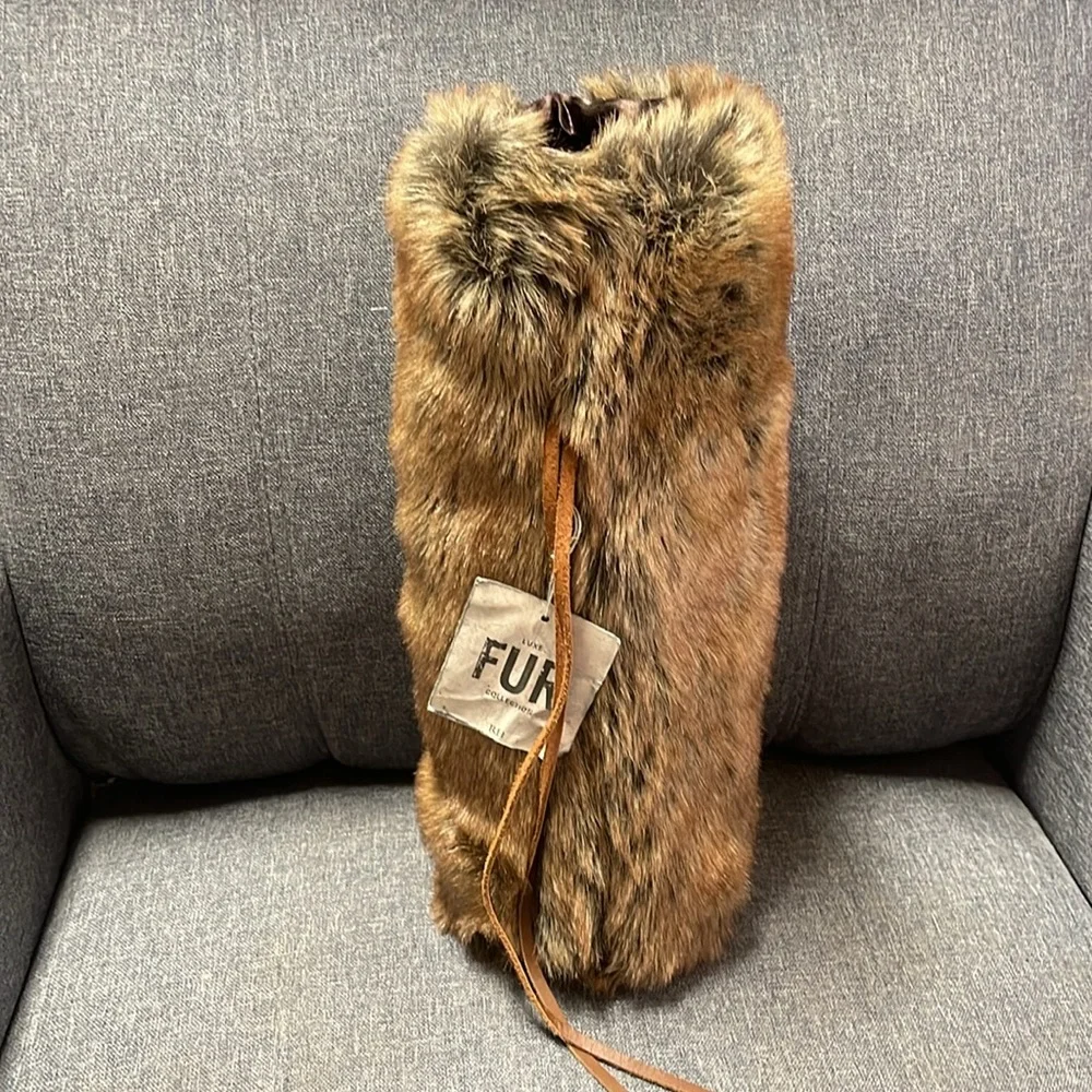 Restoration Hardware Faux Fur Wine Bag